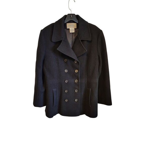 Vintage St. Johns Bay 10P Petite Women's Black Pea Coat - Picture 1 of 5